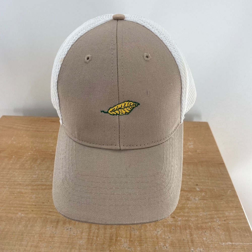 Imperial Denver Colorado Tan White Mesh Back Trucker Hat Embroidered Leaf L/XL